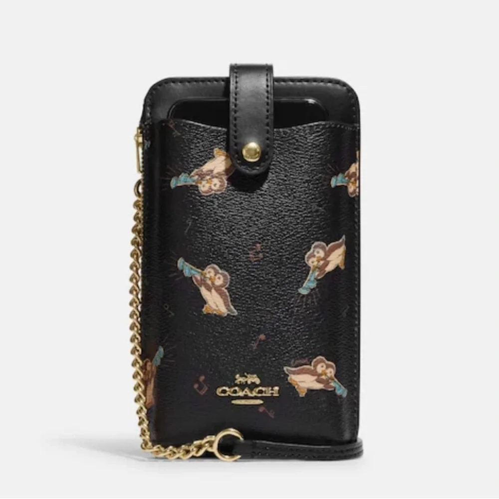 Authentic COACH Printed Penguins coated canvas/smooth leather phone/cards Crosby - Picture 11 of 11